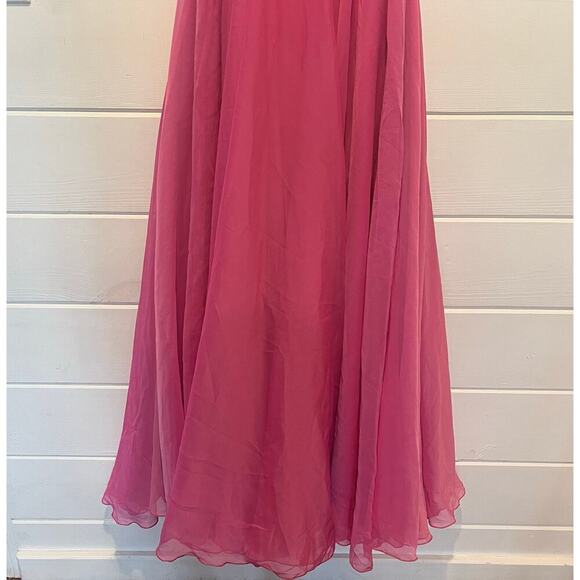 NWT Sherri Hill Formal Pink Chiffon Beaded Top Prom Dress 52591-Size 12 - Picture 6 of 10